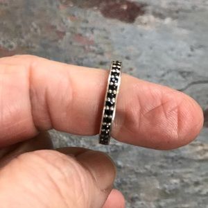 Pandora Thin Eternity Black Onyx Ring. Size 6